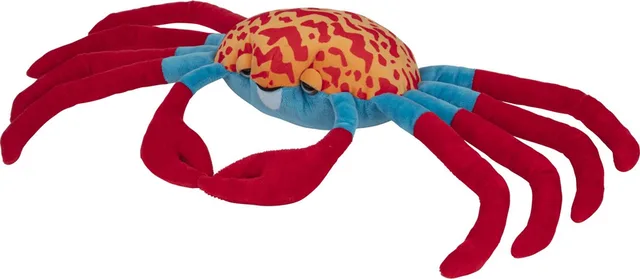 Knuffeldier Krab - pluche - premium knuffels - rood/blauw - 65 cm