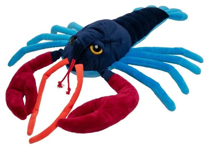 Knuffeldier Kreeft - pluche - blauw/rood - 43 cm - zeedieren van Nature Planet in Blauw – productfoto