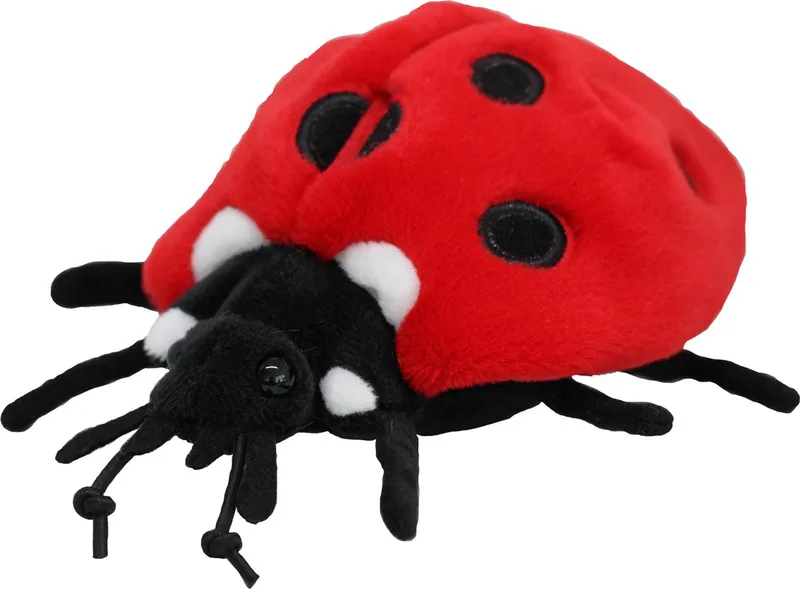 Knuffeldier Lieveheersbeestje - zachte pluche stof - premium knuffels - rood/zwart - 15 cm van Nature Planet in Rood – productfoto
