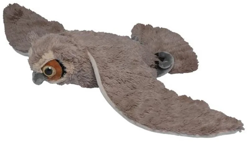 Knuffeldier Oehoe uil - zachte pluche stof - vliegend - 70 cm - vogels van Nature Planet in Grijs – productfoto