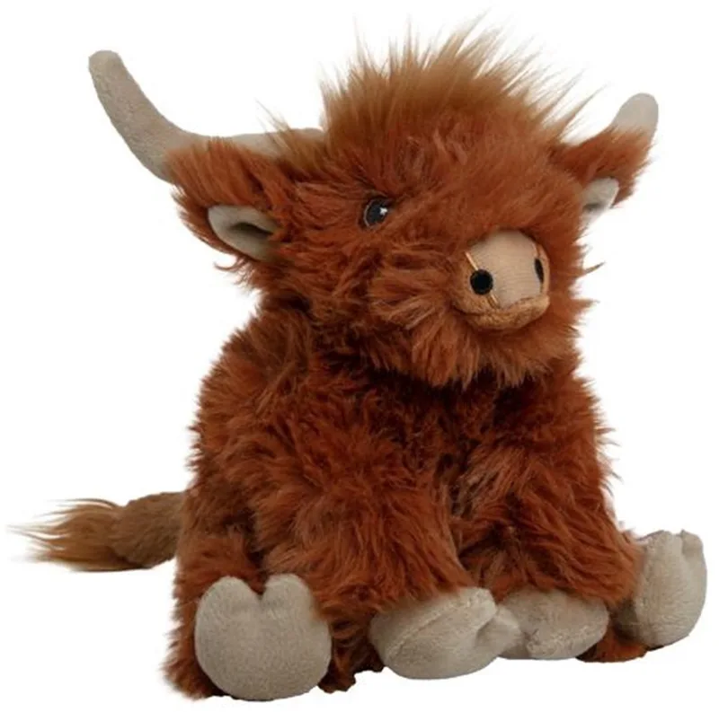 Knuffeldier Schotse hooglander koe - pluche - 17 cm - boerderijdieren by Nature Planet in Brown – product photo