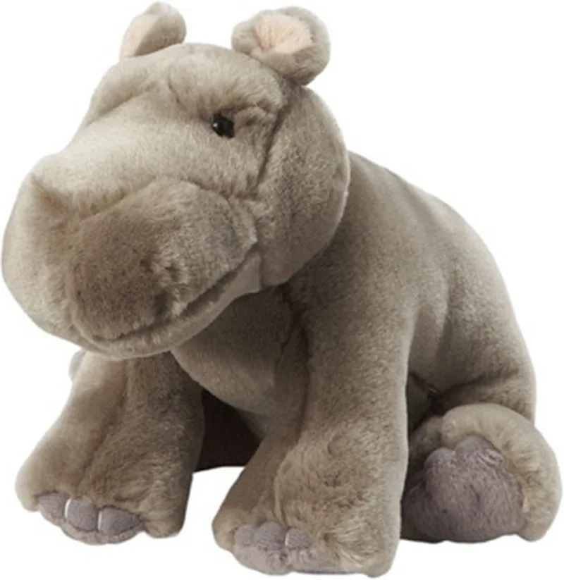 nijlpaard knuffel - pluche - 18 cm - zittend - dierenknuffels - knuffeldieren - knuffelbeest van Nature Planet in Grijs – productfoto