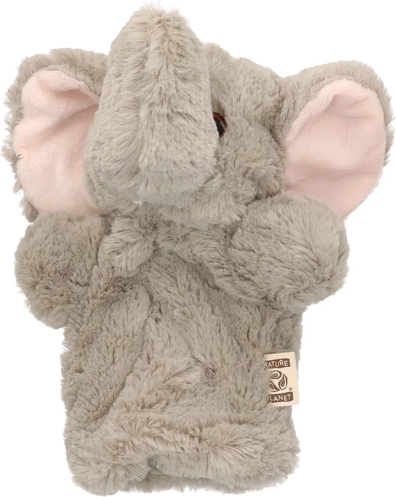 Olifant pluche handpop / knuffel 22 cm - dierenknuffel - handpoppen by Nature Planet in Grey – product photo