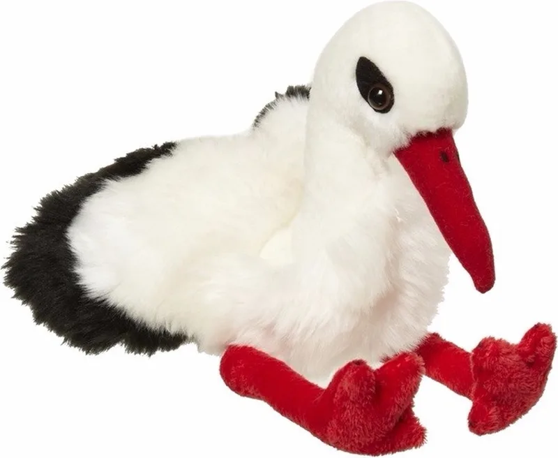 Ooievaar knuffel - 30 cm - wit - vogels - knuffeldieren - vogelknuffel van Nature Planet in Meerkleurig – productfoto