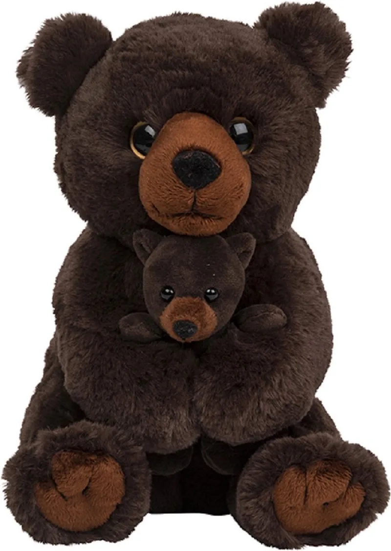 Pluche Beren Moeder en jong - 22 cm - knuffels - dieren - knuffeldieren van Nature Planet in Meerkleurig – productfoto