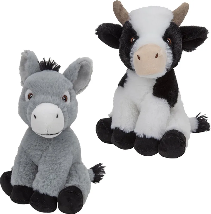Pluche boerderijdieren knuffels Koe en Ezel van 23 cm - Speelgoed dieren från Nature Planet i Flerfärgad – produktbild