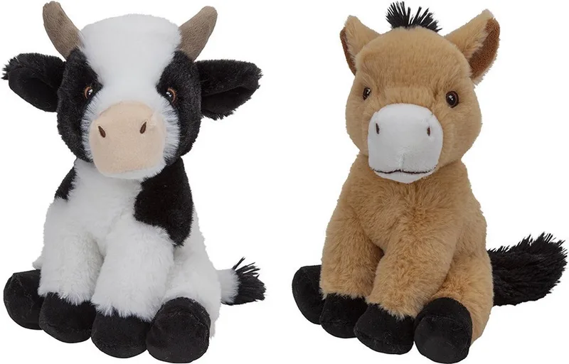 Pluche boerderijdieren knuffels Koe en Paard van 23 cm - Speelgoed dieren från Nature Planet i Flerfärgad – produktbild