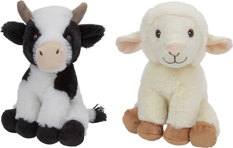 Pluche boerderijdieren knuffels Koe en Schaap van 23 cm - Speelgoed dieren från Nature Planet i Flerfärgad – produktbild