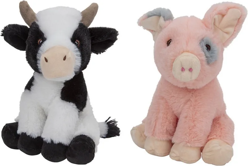 Pluche boerderijdieren knuffels Koe en Varken van 23 cm - Speelgoed dieren från Nature Planet i Flerfärgad – produktbild