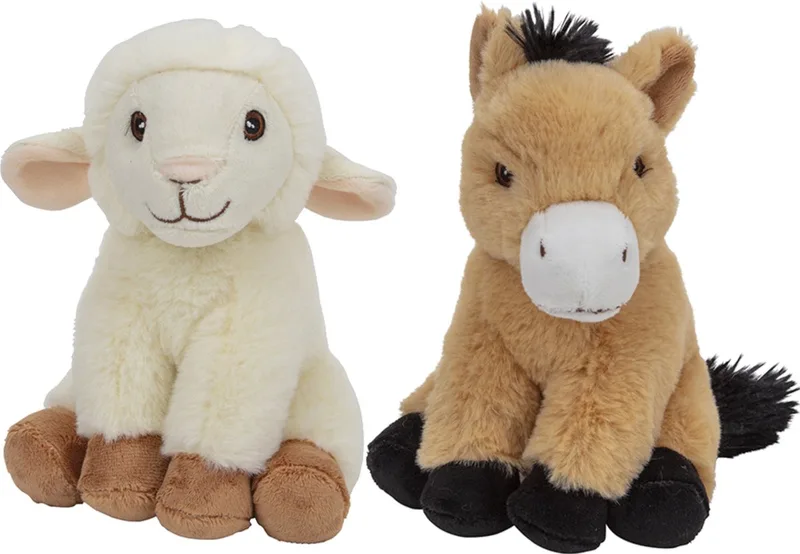 Pluche boerderijdieren knuffels Schaap en Paard setje van 17.5 cm en 17 cm från Nature Planet i Flerfärgad – produktbild