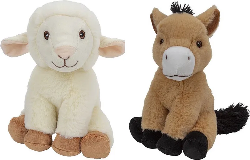 Pluche boerderijdieren knuffels Schaap en Paard van 23 cm - Speelgoed dieren från Nature Planet i Flerfärgad – produktbild