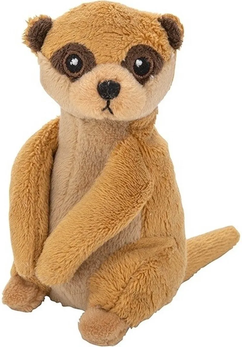 Pluche bruine stokstaartje knuffel 13 cm - Stokstaartjes wilde dieren knuffels - Speelgoed voor baby/kinderen by Nature Planet in Brown – product photo