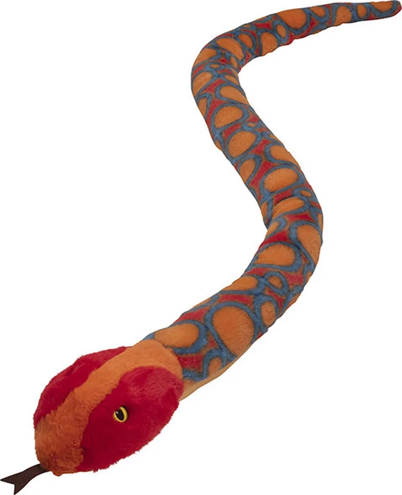 Pluche dieren knuffels regenboog Boa slang van 150 cm - Knuffeldieren slangen speelgoed van Nature Planet in Meerkleurig – productfoto