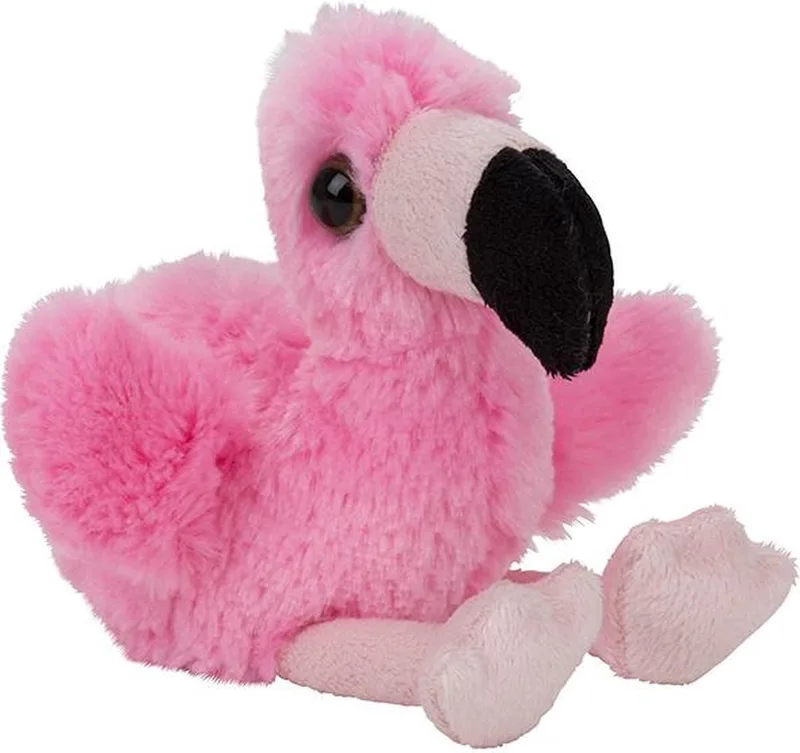 Pluche Flamingos - 13 cm - knuffeldier - tropische vogel van Nature Planet in Roze – productfoto
