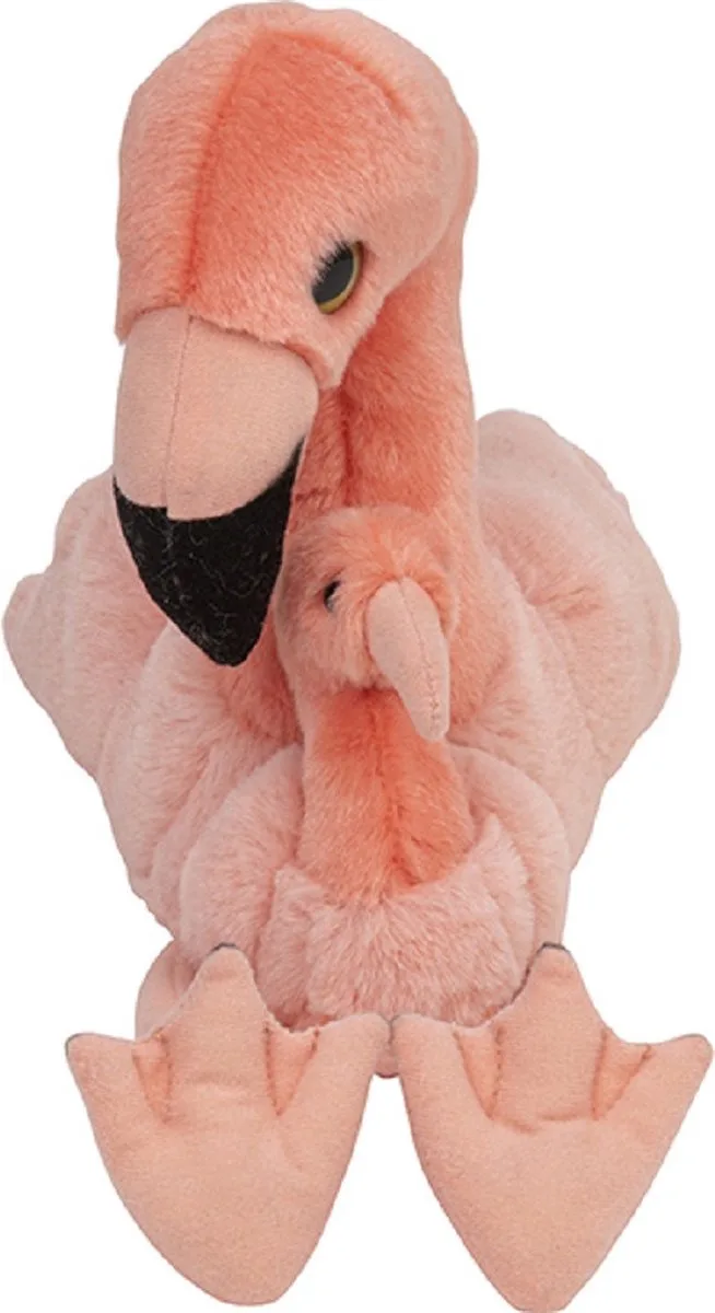Pluche Flamingos - met baby - 22 cm - tropische vogel by Nature Planet in Pink – product photo