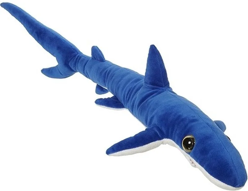 Pluche haai knuffel XL - groot - 110 cm - Blauwe haaien zeedieren knuffels by Nature Planet in Blue – product photo