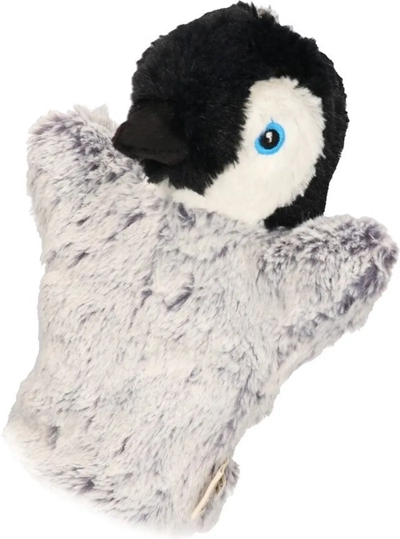 Pluche handpop knuffel pinguin - 22 cm - poppenkast speelgoed från Nature Planet i Flerfärgad – produktbild
