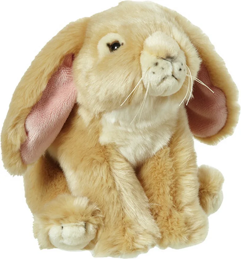 Pluche hangoor konijn knuffel van 18 cm - Dieren speelgoed knuffels cadeau - Konijnen Knuffeldieren/beesten fra Nature Planet i Beige – produktbillede