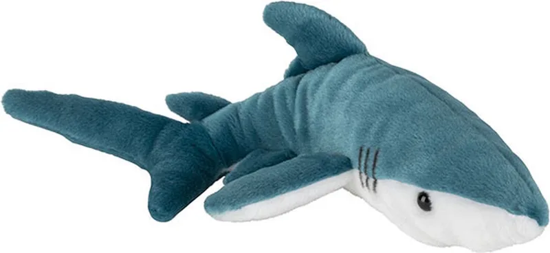pluche knuffel blauwe Haai - 36 cm - stof - zeedieren knuffelbeesten van Nature Planet in Blauw – productfoto