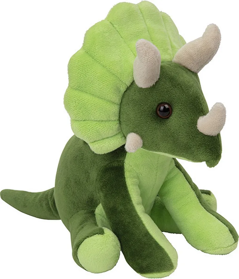 Pluche knuffel dinosaurus - Triceratops - van 20 cm - groen - Knuffeldieren speelgoed - Cadeau van Nature Planet in Meerkleurig – productfoto