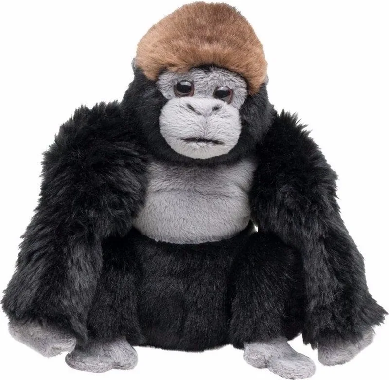 Pluche knuffel gorilla aap - 18 cm - knuffeldieren - apen knuffels fra Nature Planet i Sort – produktbillede