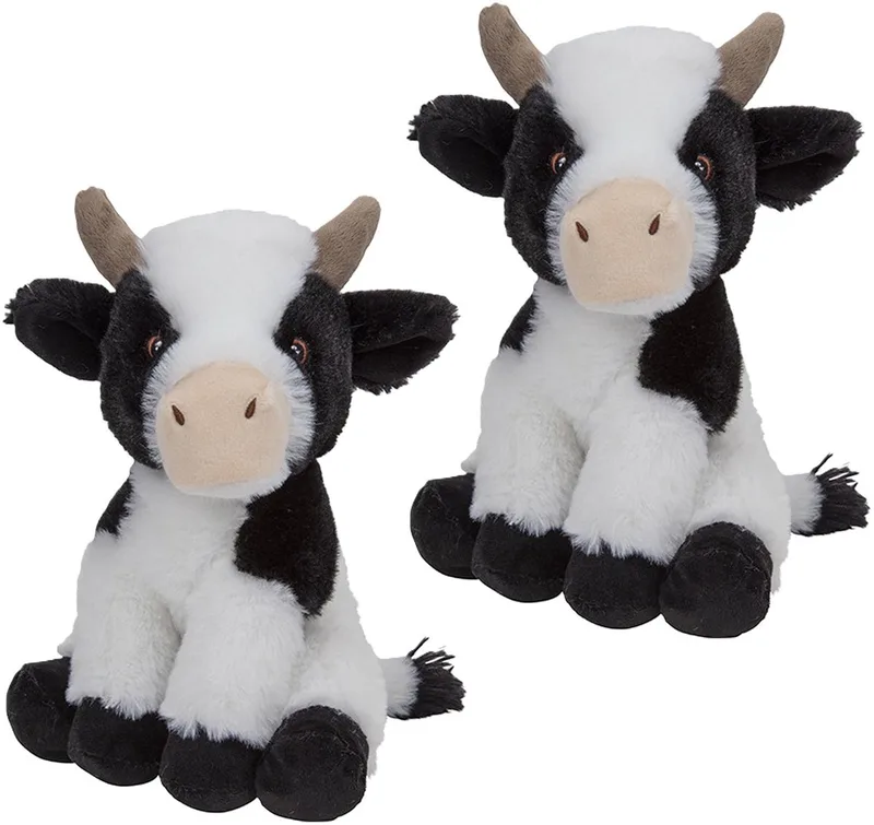 pluche knuffel Koe - 2x - 23 cm - zwart/wit - boerderij dieren knuffels de Nature Planet en Multicolore – photo produit