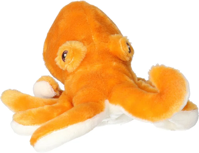 Pluche knuffel octopus/inktvis - 18 cm - oranje - zeedieren knuffels van Nature Planet in Rood – productfoto