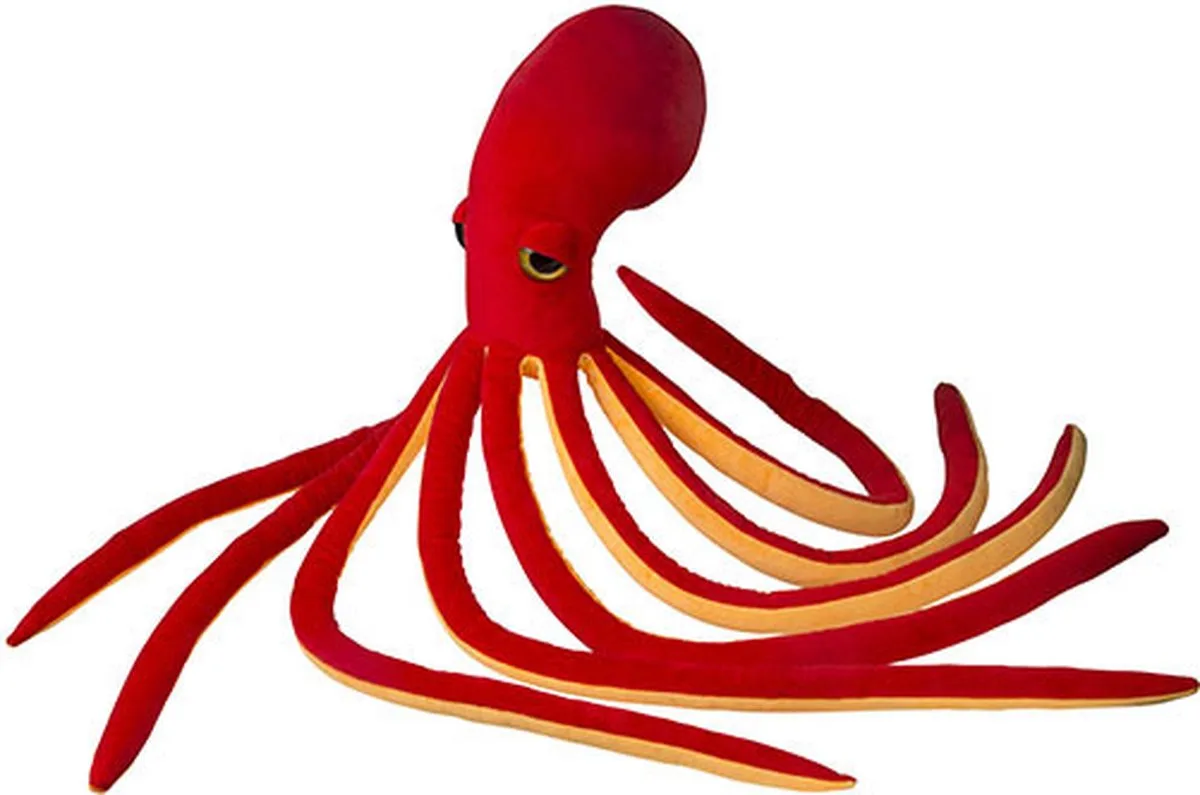 Pluche knuffel octopus - inktvis - van 50 cm - rood - Speelgoed knuffeldieren - inktvissen de Nature Planet en Multicolore – photo produit