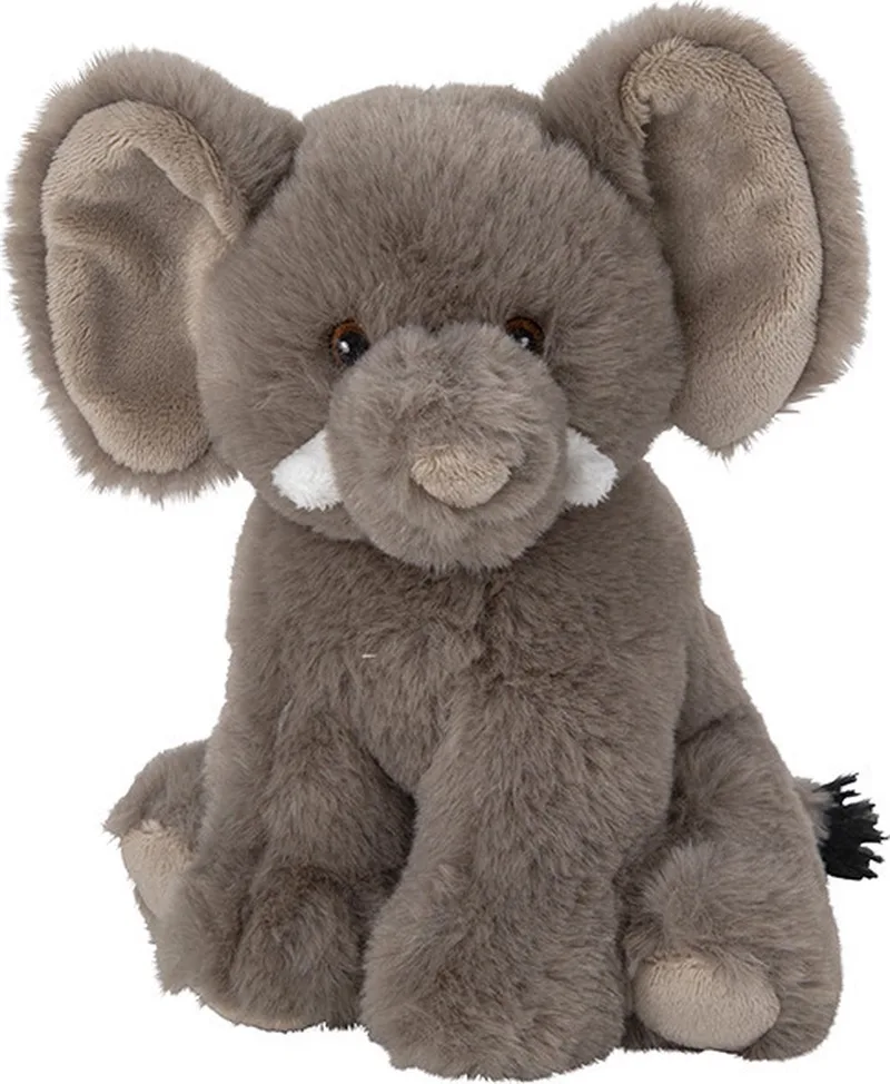 Pluche knuffel olifant - 16 cm - Savanne knuffeldieren van Nature Planet in Grijs – productfoto