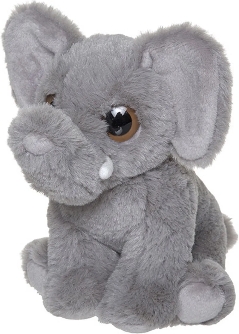 Pluche knuffel olifant - grijs - 13 cm - Savanne knuffeldieren fra Nature Planet i Flerfarvet – produktbillede