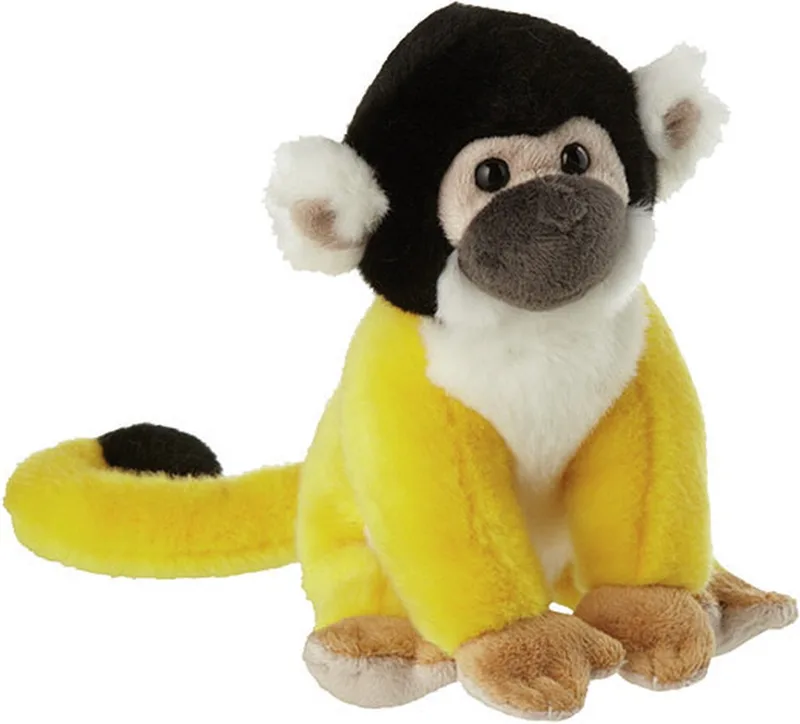 pluche knuffel Squirrel aapje - 18 cm - geel/zwart - apen knuffeldieren - Cadeau by Nature Planet in Yellow – product photo