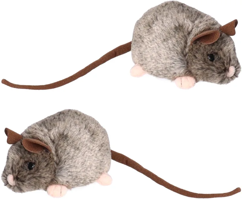 pluche knuffeldier muis - 2x - grijs/bruin - 12 cm - muizen knuffels - dieren voor kinderen de Nature Planet en Multicolore – photo produit