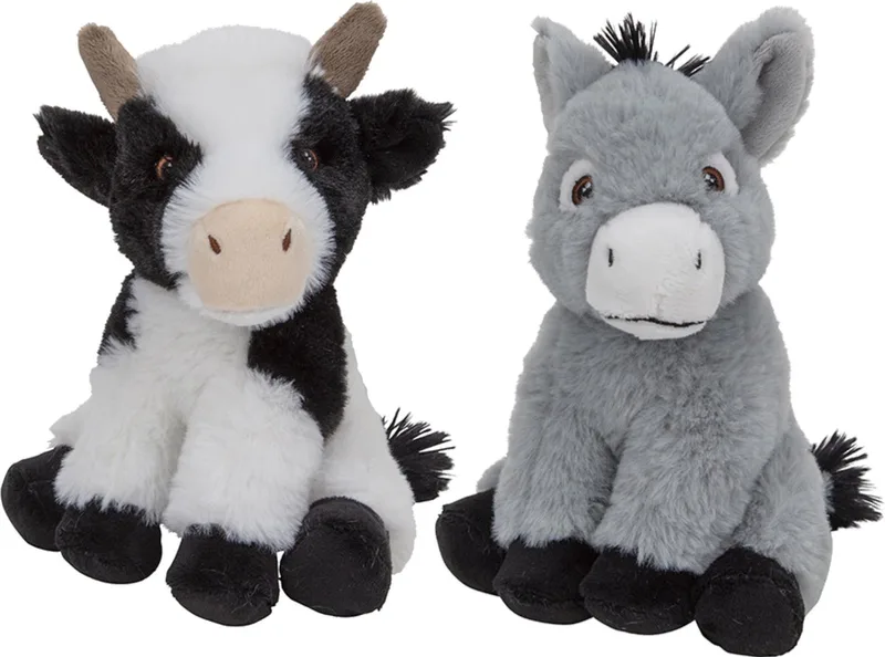 Pluche Koe en Ezel knuffels - setje 19 cm en 16 cm - zacht speelgoed von Nature Planet in Mehrfarbig – Produktfoto