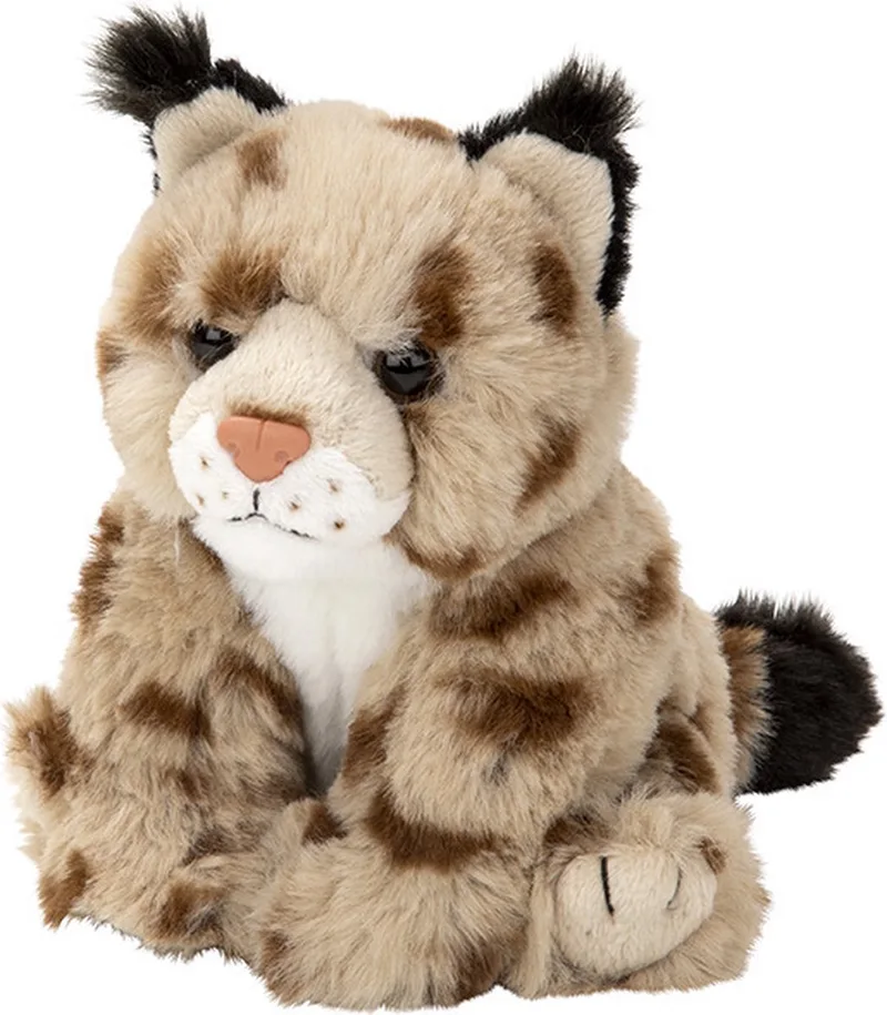 Pluche liggende Lynx puppy knuffel van 14 cm - Dieren speelgoed knuffels cadeau - Bosdieren de Nature Planet en Multicolore – photo produit