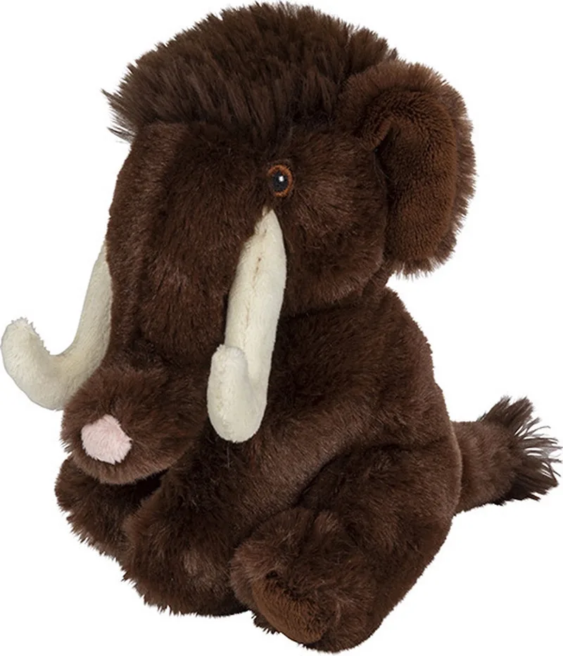 Pluche mammoet knuffel - 16 cm - prehistorisch - knuffeldier - voor kinderen - ijstijd van Nature Planet in Bruin – productfoto