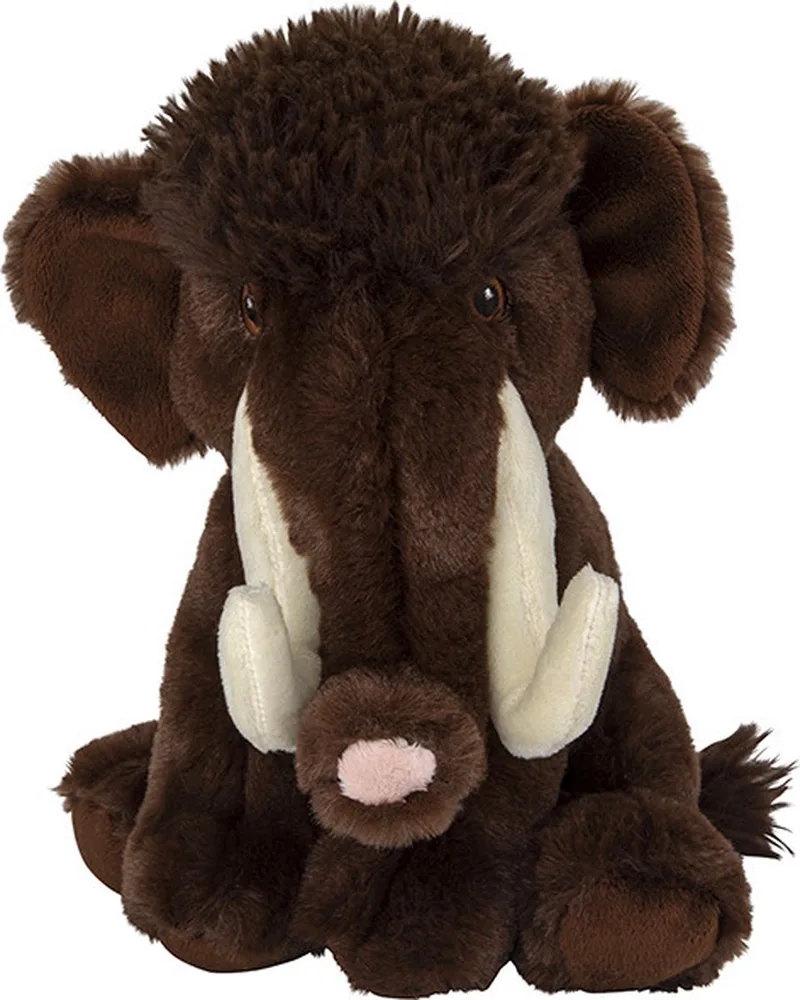 Pluche mammoet knuffel - 22 cm - prehistorisch - knuffeldier - voor kinderen - ijstijd van Nature Planet in Bruin – productfoto