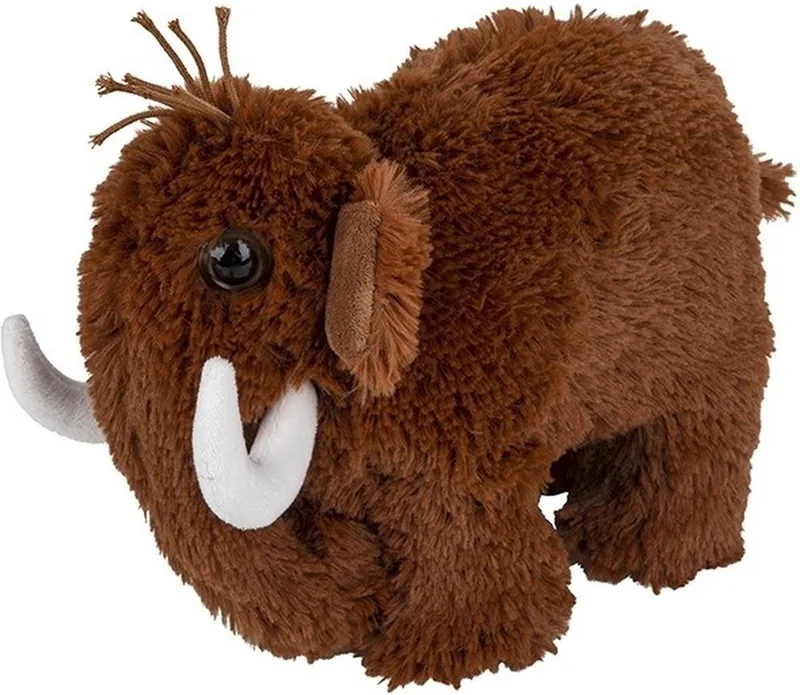 Pluche mammoet knuffel - 26 cm - prehistorisch - knuffeldier - voor kinderen - ijstijd van Nature Planet in Bruin – productfoto