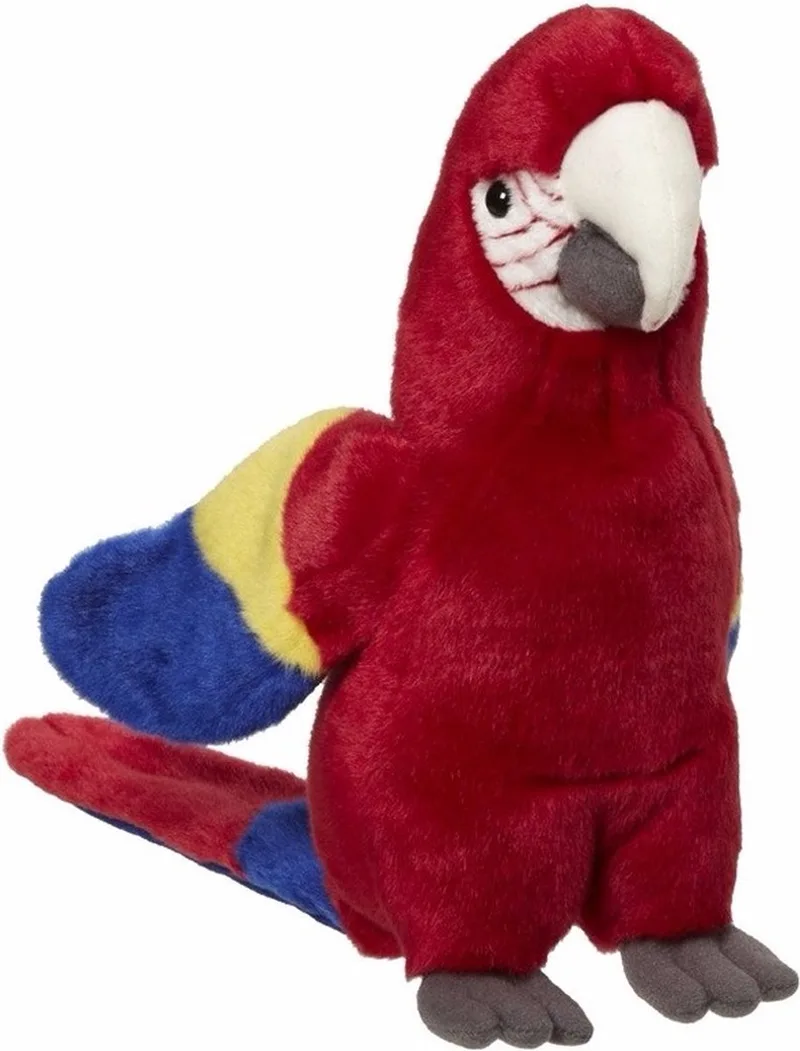 pluche papegaai knuffel - 21 cm - vogels - dieren knuffels - Cadeau de Nature Planet en Rouge – photo produit