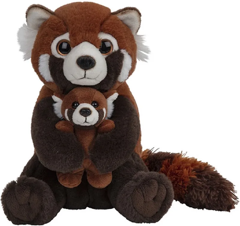 Pluche Rode Panda familie - knuffels - 22 cm - bosdieren knuffel van Nature Planet in Bruin – productfoto
