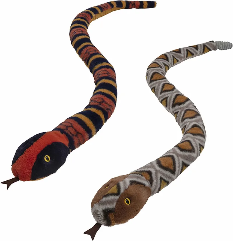 Pluche slangen knuffels - set van 2x stuks - met lengte van 150 cm - reptielen - dieren de Nature Planet en Multicolore – photo produit