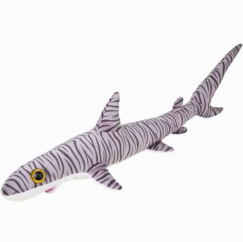 pluche tijgerhaai - gestreept - knuffel haaien - 110 cm - zeedieren van Nature Planet in Grijs – productfoto