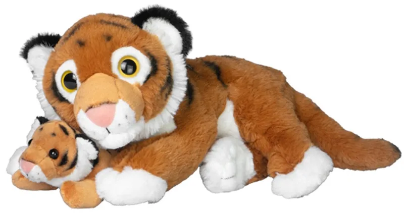 Pluche tijgers knuffels - 22 cm - Moeder en jong knuffeldieren by Nature Planet in Multicolour – product photo