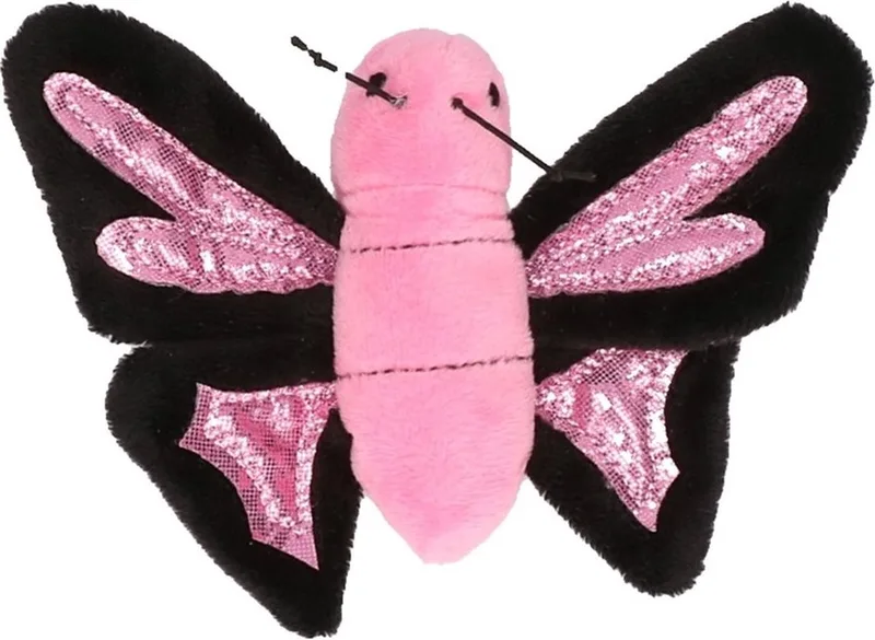 Pluche Vlinder - roze - 10 cm - zacht knuffeltje - kleurrijk design - vlinderknuffels by Nature Planet in Multicolour – product photo