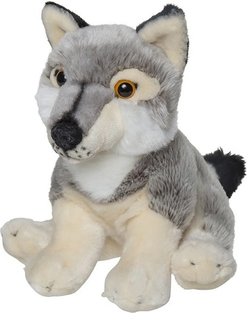 Pluche wolf - wolven knuffel - zittend - 22 cm - bosdieren knuffel - speelgoed voor kinderen von Nature Planet in Grau – Produktfoto