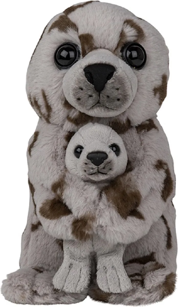 Pluche Zeehond familie knuffels - grijs - zeehonden - 22 cm de Nature Planet en Multicolore – photo produit