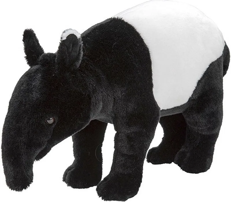 pluche zwart/witte tapir knuffel - 26 cm - Dieren knuffels - Speelgoed voor kinderen van Nature Planet in Zwart – productfoto
