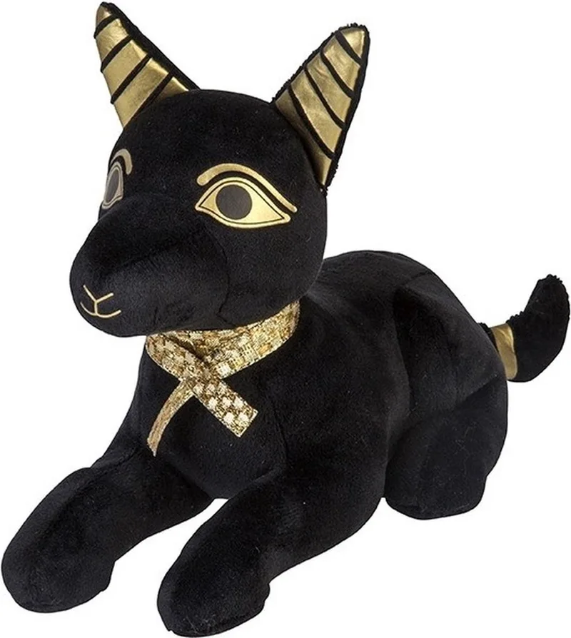 Pluche zwarte anubis knuffel - 20 cm - Anubisen Egyptische goden - dieren knuffels - Speelgoed voor baby/kinderen van Nature Planet in Zwart – productfoto
