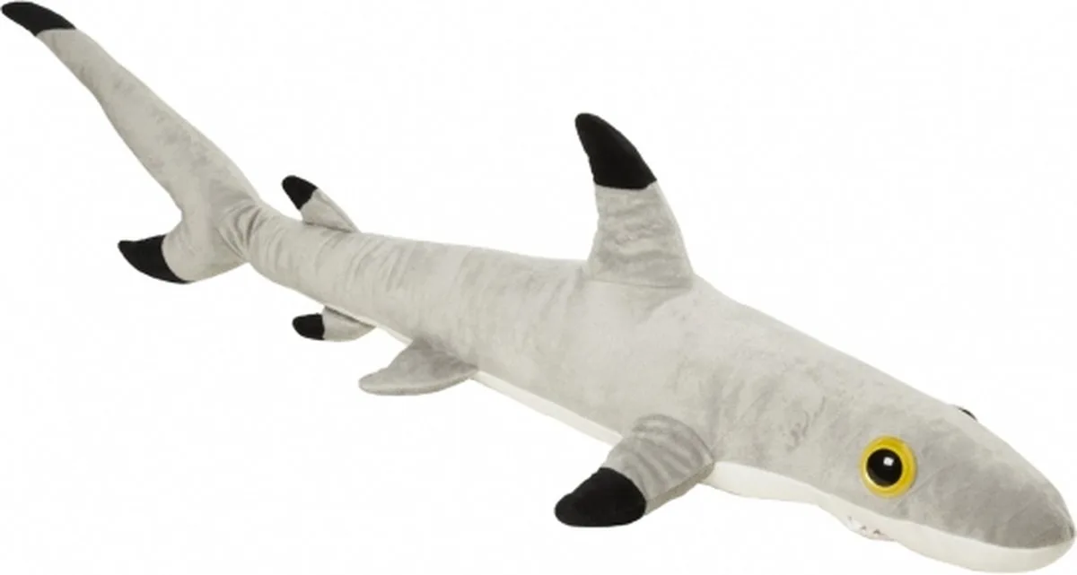 Pluche Zwartpunt rifhaai knuffel - grijs - 110 cm - Haaien - Vissen de Nature Planet en Multicolore – photo produit