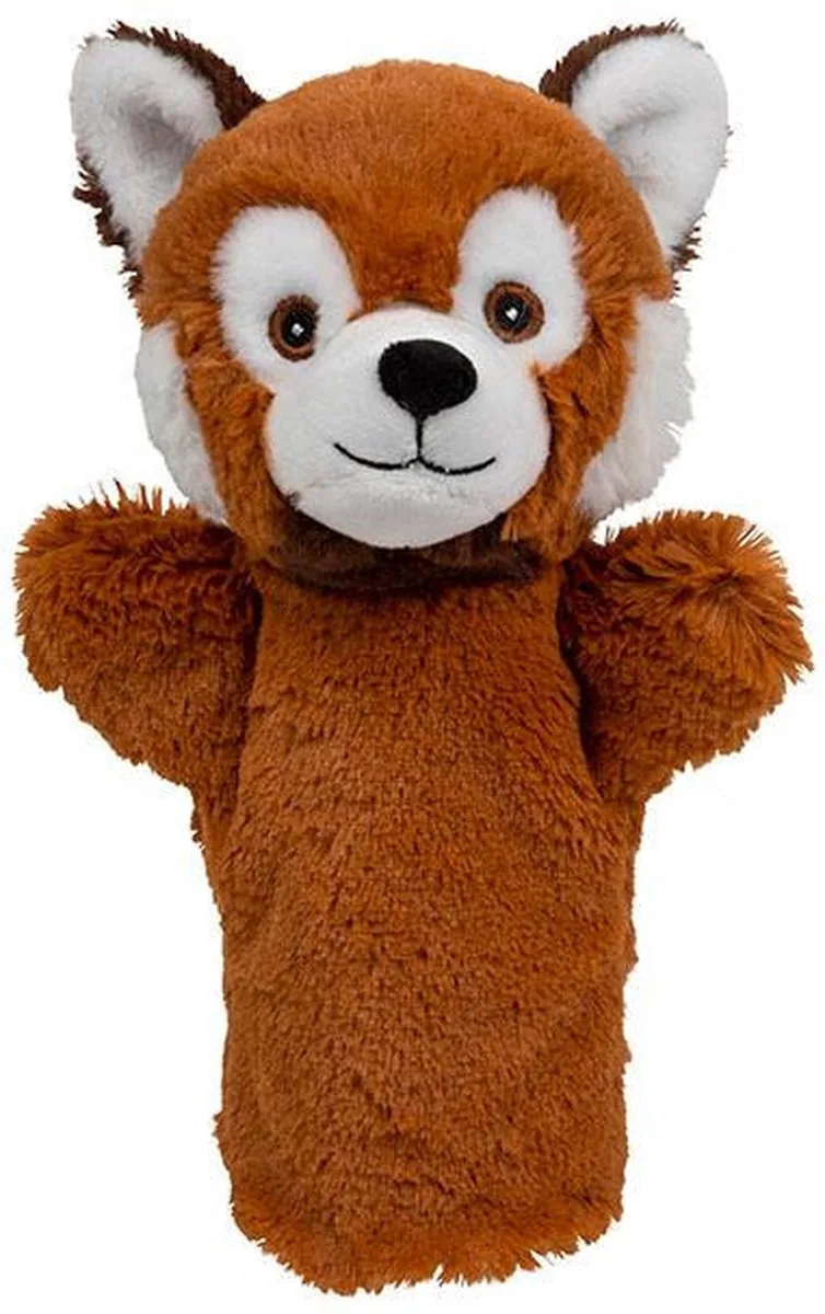 rode panda handpop - pluche - 24 cm - poppenkast - speelgoed - spelen by Nature Planet in Red – product photo