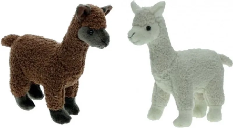 Set van 2x stuks familie pluche knuffels alpacas en wit van 23 cm by Nature Planet in Brown – product photo